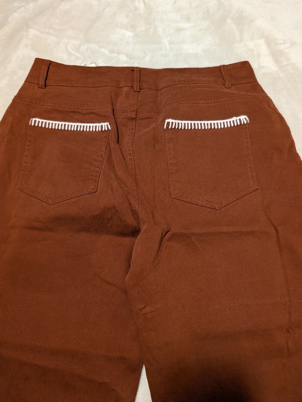 Flamingals Contrast Stitch Mid Rise Barrel Leg Pants NWT Large - Picture 9 of 10